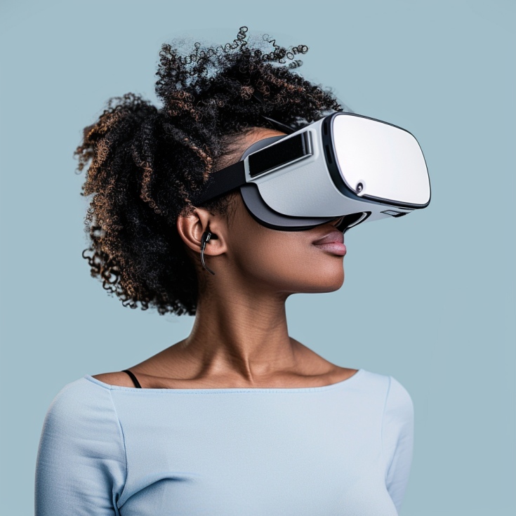 Woman with virtual reality glasses on